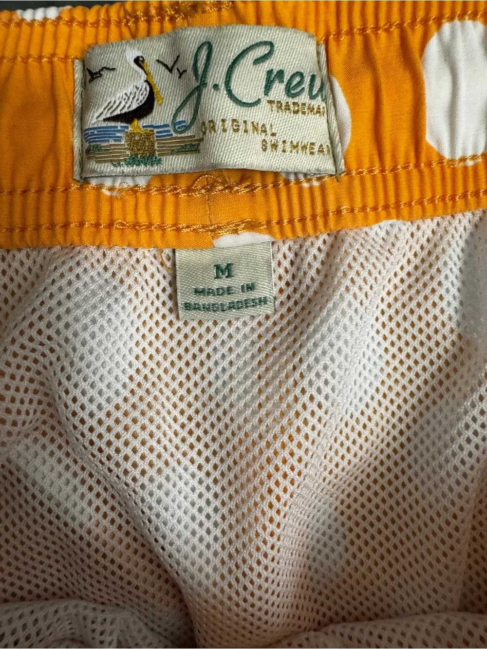 J. Crew Orange Swim Trunks with White Polka Dots